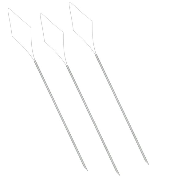 NIYANGLE 3Pcs Hair Crochet Needles For Wig Weaving Silver Stainless Steel Professionals Braid Craft