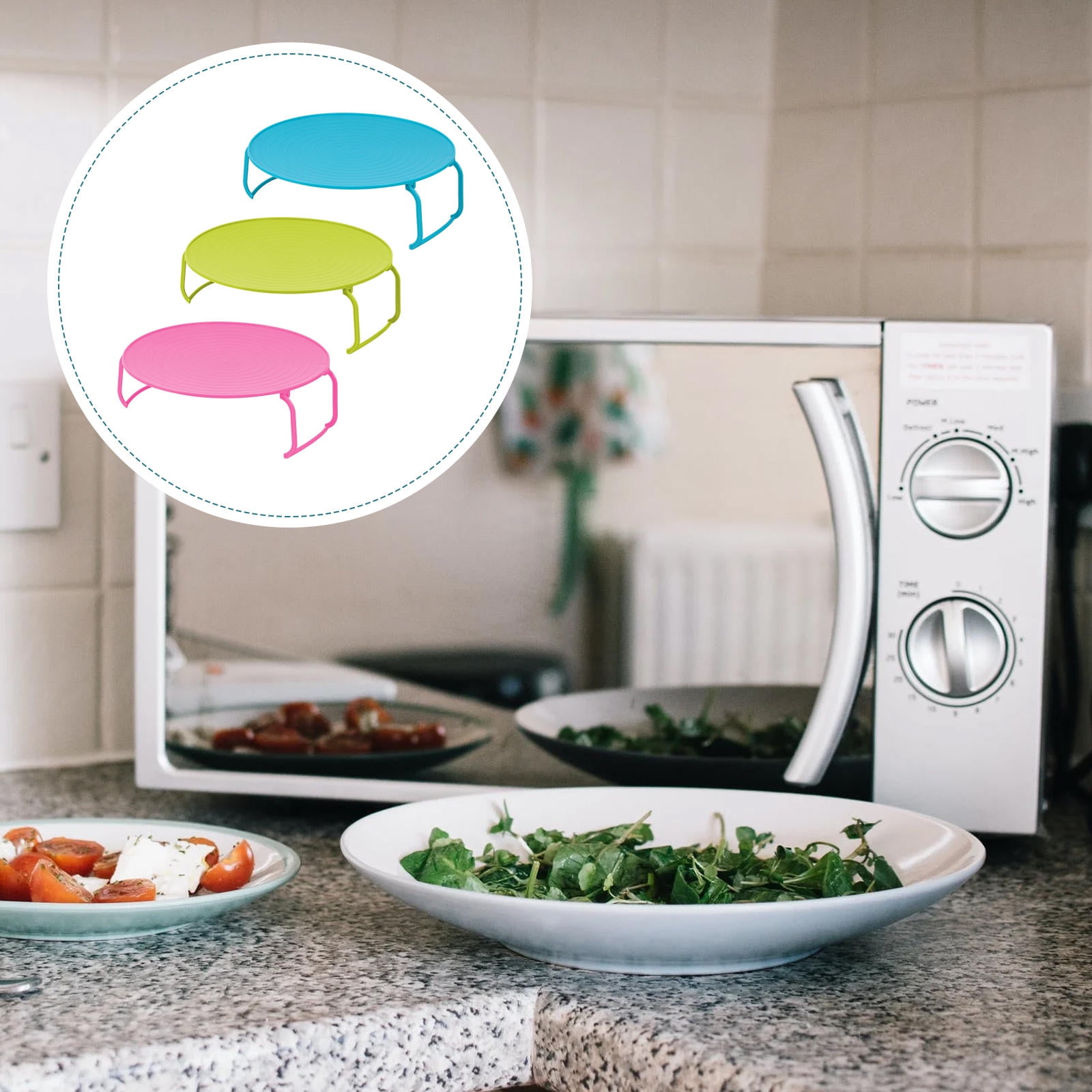 NIYANGLE 3Pcs Microwave Holder for Space-saving and Heating in Kitchen