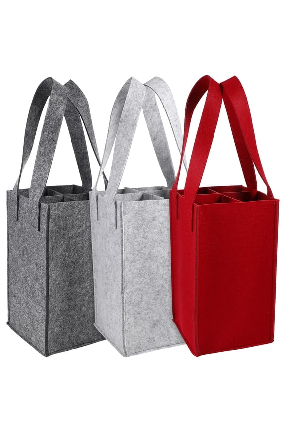 3Pcs Reusable Felt Grocery Bottle Bags Dustproof Storage