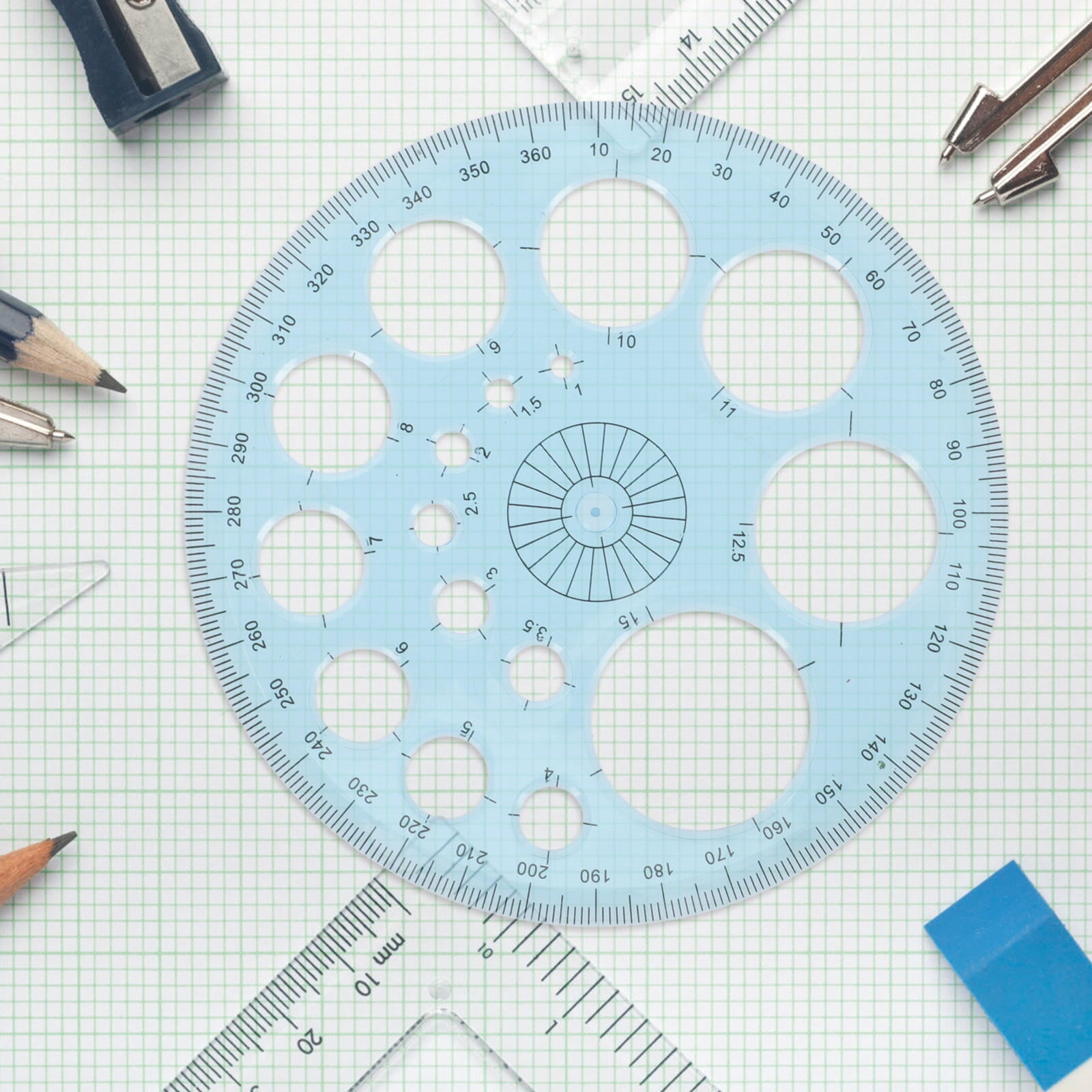 Huge Ruler NIYANGLE 3Pcs Sky Blue Students Protractor Circle Measuring Ruler for ...