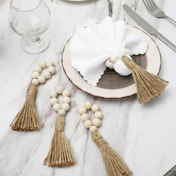 NIYANGLE 4Pcs Dinner Napkin Rings Wooden Rustic Round in Multi Color for Elegant Table Settings and Decor