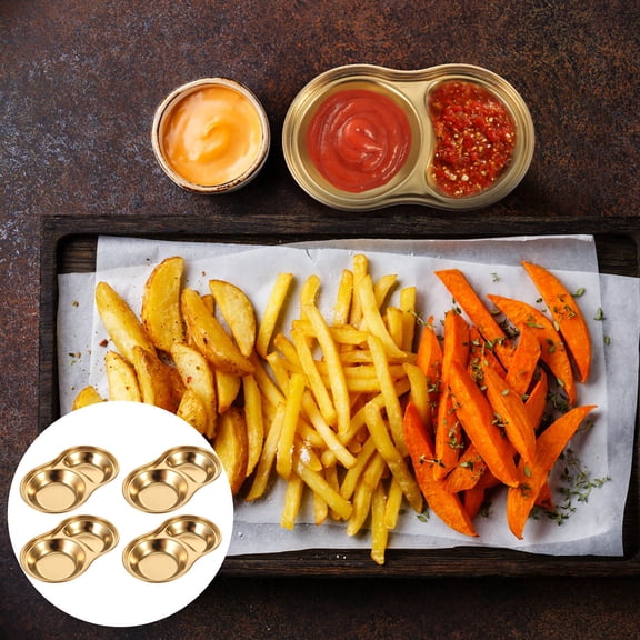 NIYANGLE Serving Dishes for Hot Food Spice Dishes Golden 4Pcs 5.50X3.34X0.90in