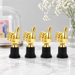 NIYANGLE 4Pcs Golden Plastic Trophy for Contest Reward and Home Desktop Decoration