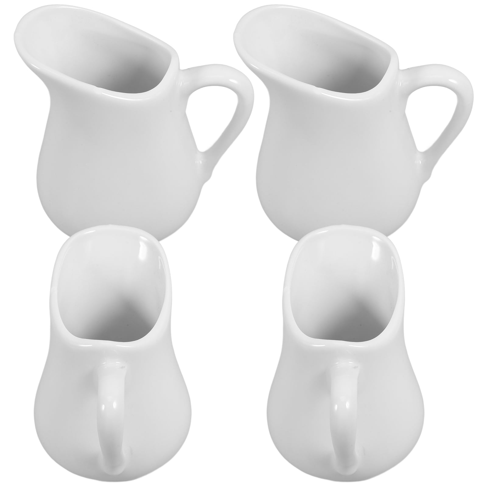 Table Saucce NIYANGLE 4-Pack Lightweight White Ceramic Creamer Pitchers, Small Jugs ...