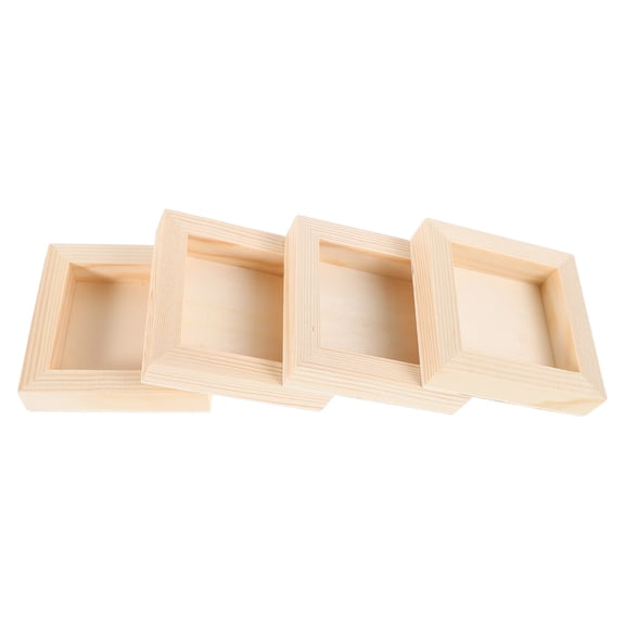 NIYANGLE 4Pcs Unfinished Wooden Frames for Crafts Beige Paint Your Own Photo Frames for Home Decor