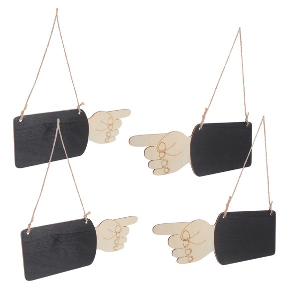 NIYANGLE 4Pcs Unique Hand Shape Wooden Chalkboard Boards for Hanging Menu and Note Display