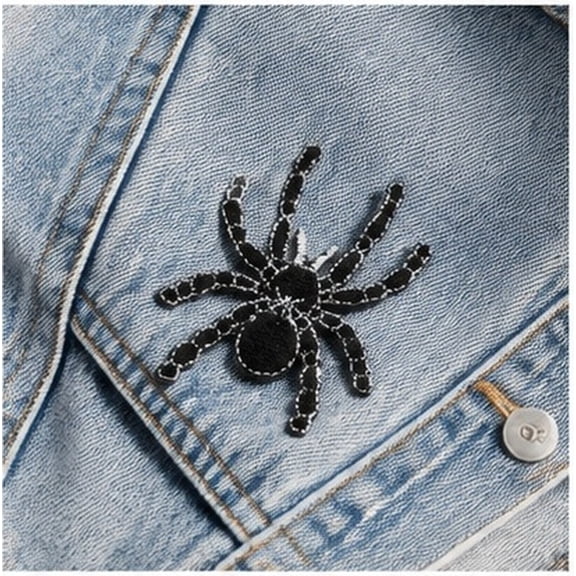 NIYANGLE 5Pcs Embroidered Spider Patch Black for Clothes Decoration Sewing