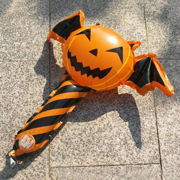 NIYANGLE Spooky Pumpkin Foil Balloon Balloon Sticks Aluminum Foil 5Pcs