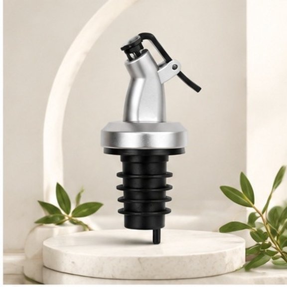 NIYANGLE 5Pcs Plated Silver Stainless Steel Oil Pourer Spout for Kitchen Use with Flip Top Lid Leak Resistant