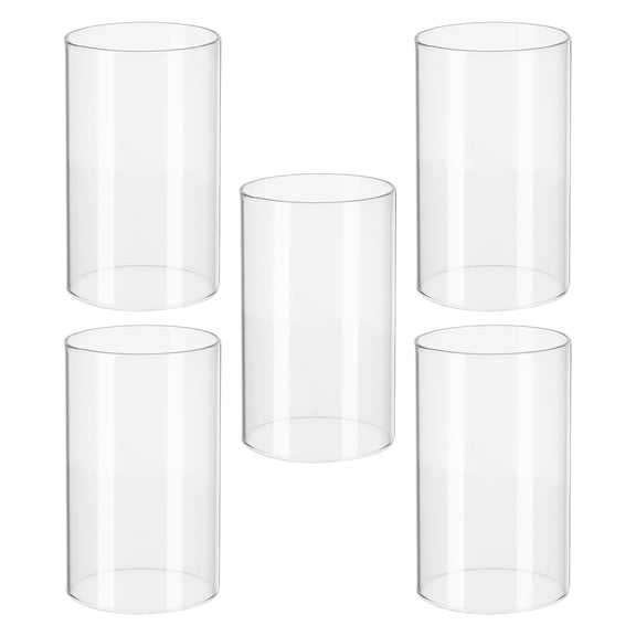 NIYANGLE 5Pcs Transparent Glass Hurricane Candle Holders Windproof Design for Patio Decor