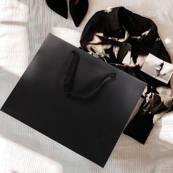 NIYANGLE 6Pcs Present Bags for Family Simple Design Black