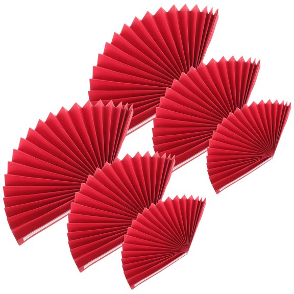 NIYANGLE 6Pcs Red Paper Fans Decorative Folding Fans for Photography Studio and Garden Backdrop