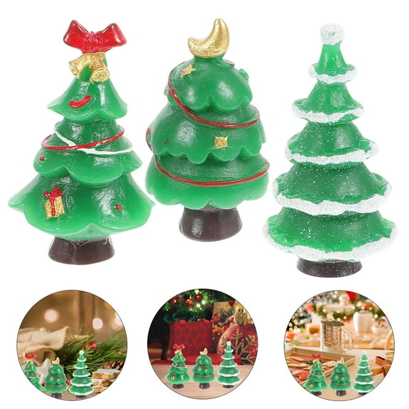 NIYANGLE 7Pcs Resin Mini Trees For Crafts Christmas Tree Adornment Micro Landscape 2.1X1.0X1.0in