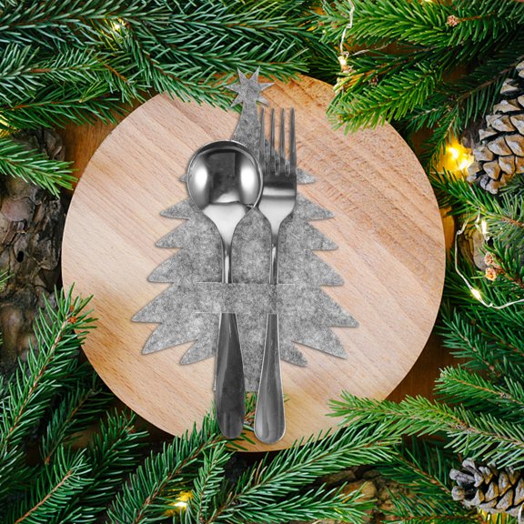NIYANGLE 8-Piece Silverware Holders for Parties, Felt Fork and Spoon Organizers, Ideal for Christmas and Holiday Events