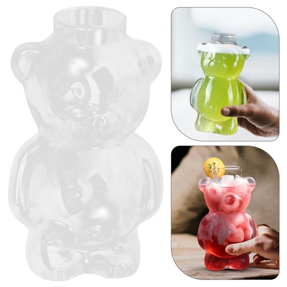 NIYANGLE Adorable Bear Shaped Glass Cup for Home Use Clear and Perfect for Cold Drinks 9.5 oz