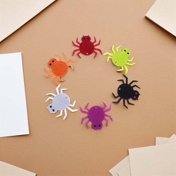 NIYANGLE Assorted Color Spider Charms, 24 Pcs Felt Craft Patches for Party Decorations, Scrapbooking