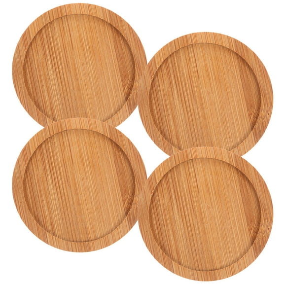 NIYANGLE Non Slip Bamboo Coasters Traditional Style Brown 4Pcs