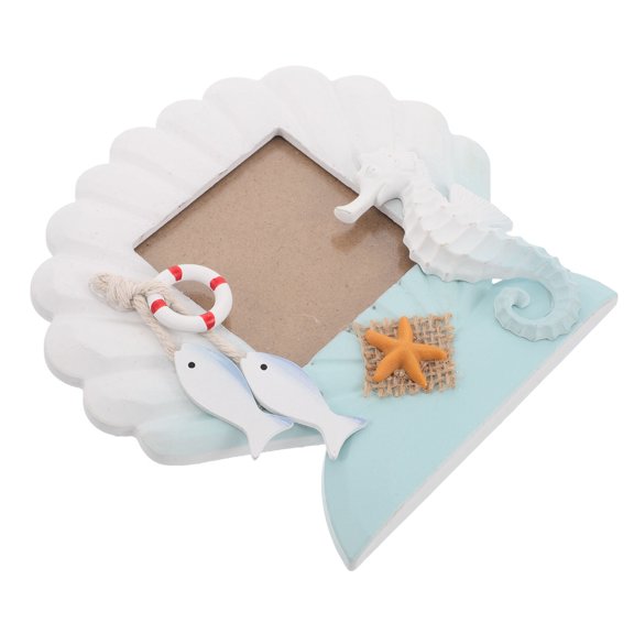 NIYANGLE Beach Decor Shell Shaped Wooden Nautical Wall Picture Frame For Ocean Lovers 1Pcs