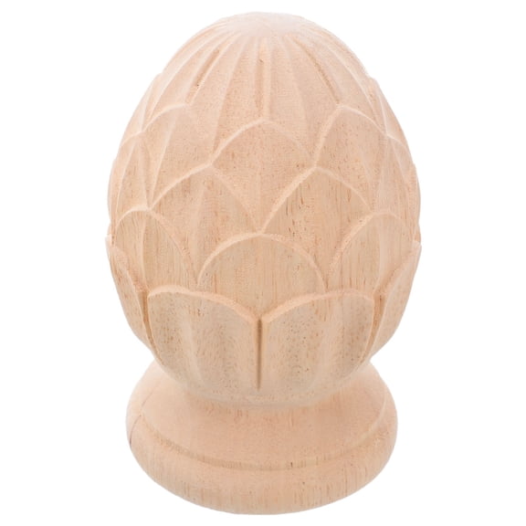 NIYANGLE Beige Wooden Pineapple Finial Topper, Decorative Stair Post Cap for Home Banister, Wood Decor