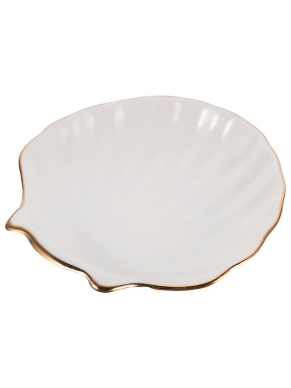 Ceramic Shell Jewelry Tray White with European Style for Rings Bracelets and Keys