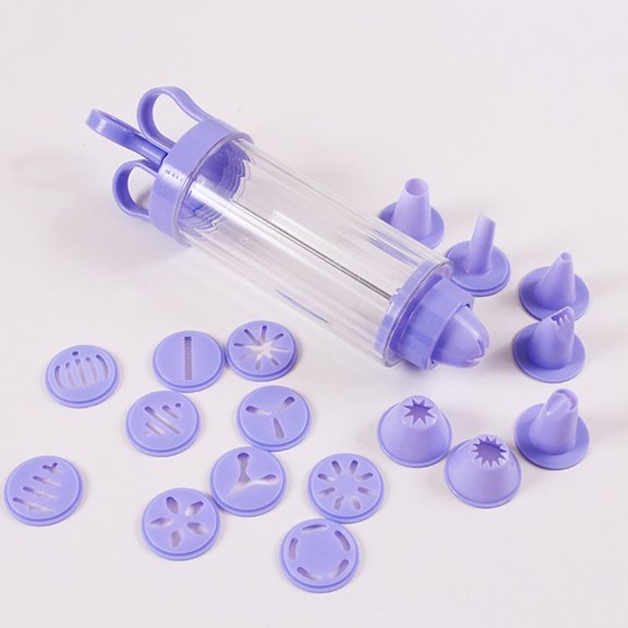 NIYANGLE Cookie Press Pump with 8 Icing Tips and Clear Barrel for Easy Baking Use