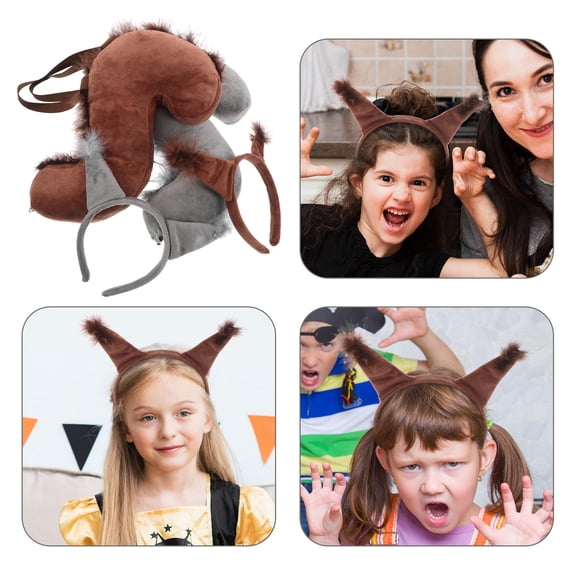 NIYANGLE Cute Squirrel Ears Headband with Tail, Cartoon Animal Costume Set for