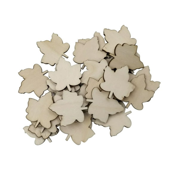 NIYANGLE Cutout Craft 50Pcs Unfinished Wood Maple Leaf for Manual Accessories and DIY Wood Ornaments
