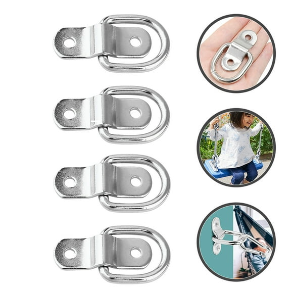 NIYANGLE D-shaped Pull-tabs Buckles Zinc-plated Metal D-rings for Truck Trailer Accessories 4Pcs 1.2x0.8x0.4in