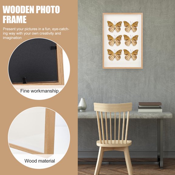 NIYANGLE Creative Wooden Photo Holder for Desktop with Practical Design and Beige Finish