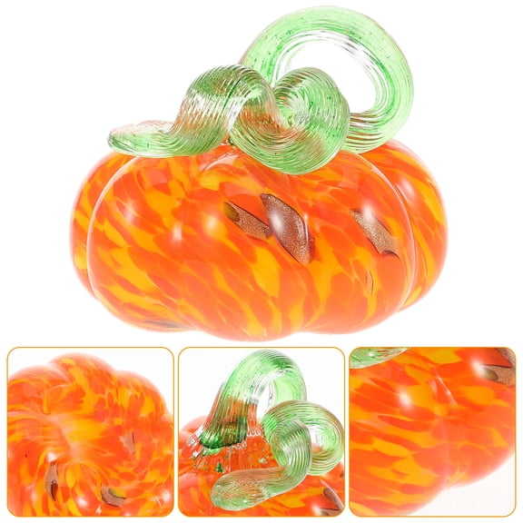 NIYANGLE Glass Pumpkin Figurine Orange Rustic Charm Hand Blown Home Decor