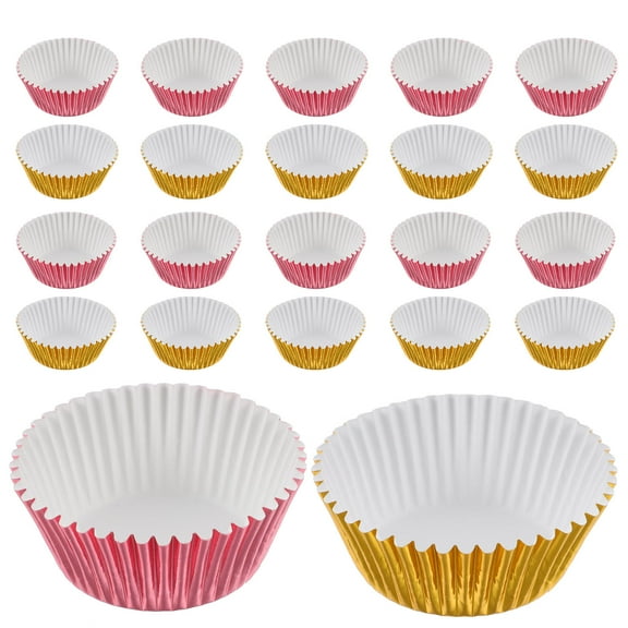 NIYANGLE Gold Cupcake Liners with Aluminum Foil for Baking and Storage Assorted Color 2 Boxes