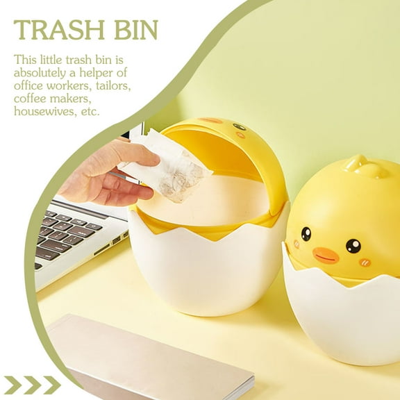 NIYANGLE Mini Trash Bin Desktop Garbage Can Cute Cartoon Design with Flipping Lid