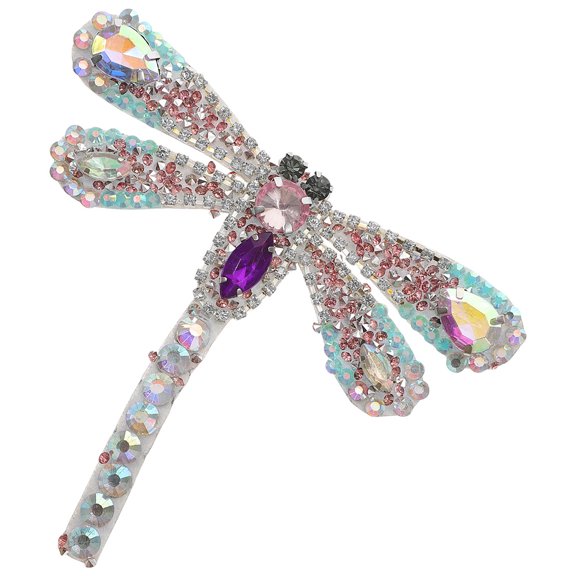 NIYANGLE Multi Color Rhinestone Dragonfly Design Iron on Patch for Clothing DIY Crafts and Shoe Decoration