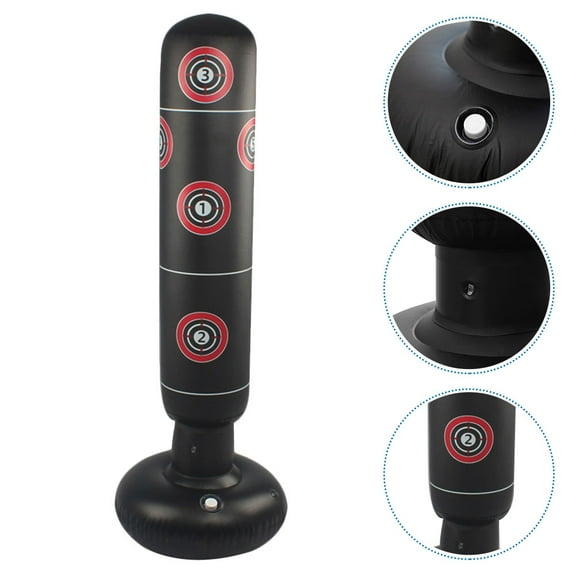 NIYANGLE Inflatable Punching Bag for Martial Arts Black PVC 1Set