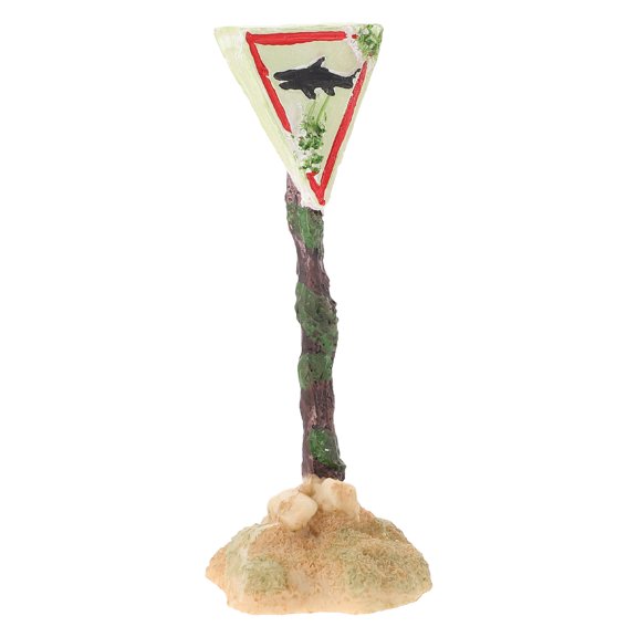 NIYANGLE Resin Shark Warning Board Multi-Color Aquarium Decor Vivid Pattern