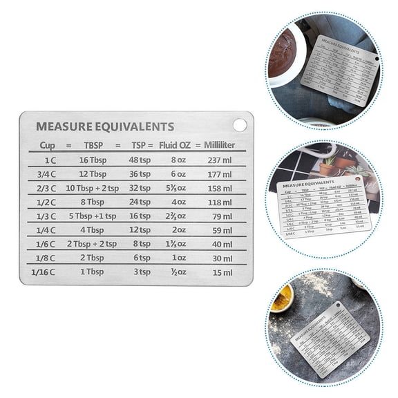 NIYANGLE Stainless Steel Kitchen Conversion Chart Magnet, Reusable Refrigerator Guide for Cooking and Baking Measurements