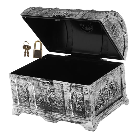 NIYANGLE Tricky Pirate Treasure Chest Box, Plastic Vintage Prop, Kids Toy Storage Decor for Home, 1 Piece