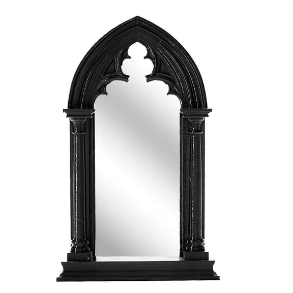 NIYANGLE Victorian Style Black Arched Mirror with Baroque Detailing for Rustic Farmhouse Decor