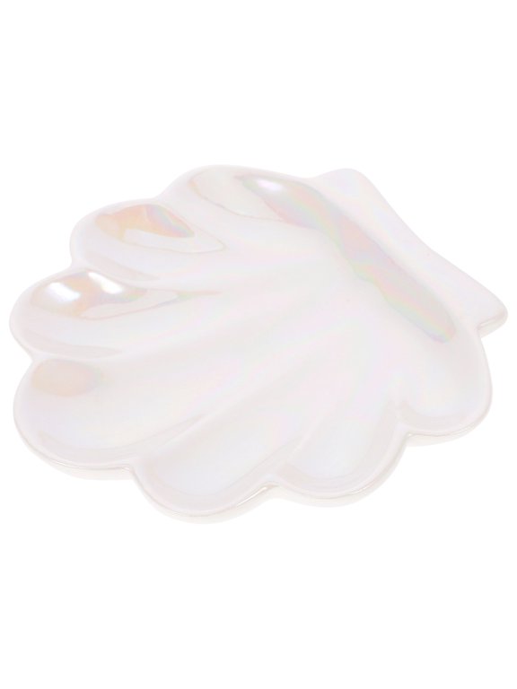 White Ceramic Shell Shaped Dish Decorative Ring Holder for Home Table