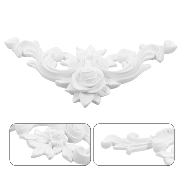 NIYANGLE White Faux Plaster Corner Rosette Molding with Floral Baroque Design for Elegant Ceiling and Wall Decor