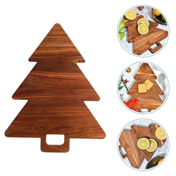 NIYANGLE Christmas Tree Shaped Cutting Board for Kitchen Light Brown 1Pcs