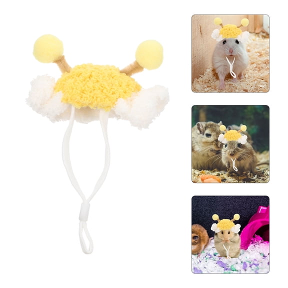 NIYANGLE Versatile Yellow Hamster Hat Hand Knitted for Small Pets and Birds