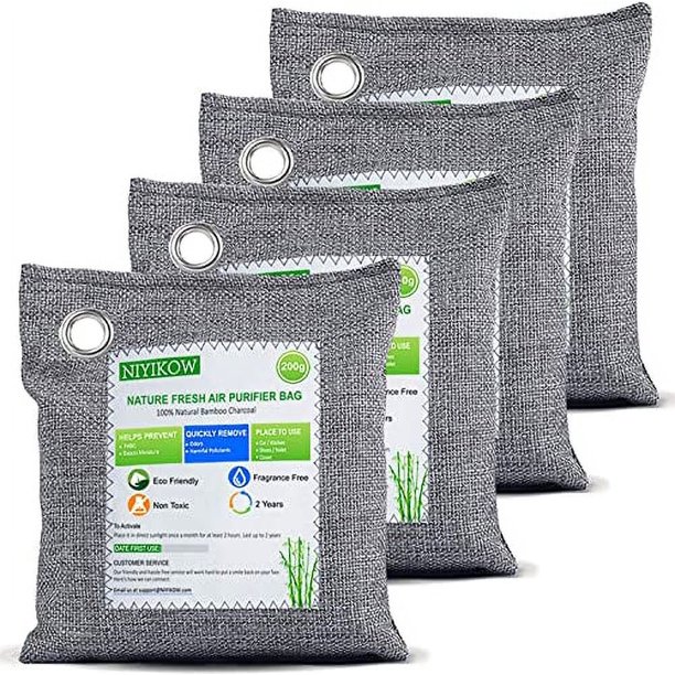 NIYIKOW Nature Fresh Bamboo Charcoal Air Purifying Bags (4 Pack x 200g