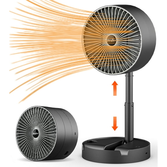 NIYPS Electric Ceramic Folding Space Heater,2 Modes and Overheating Protection,Safety Instant Heating, for Indoor Bedroom-Black