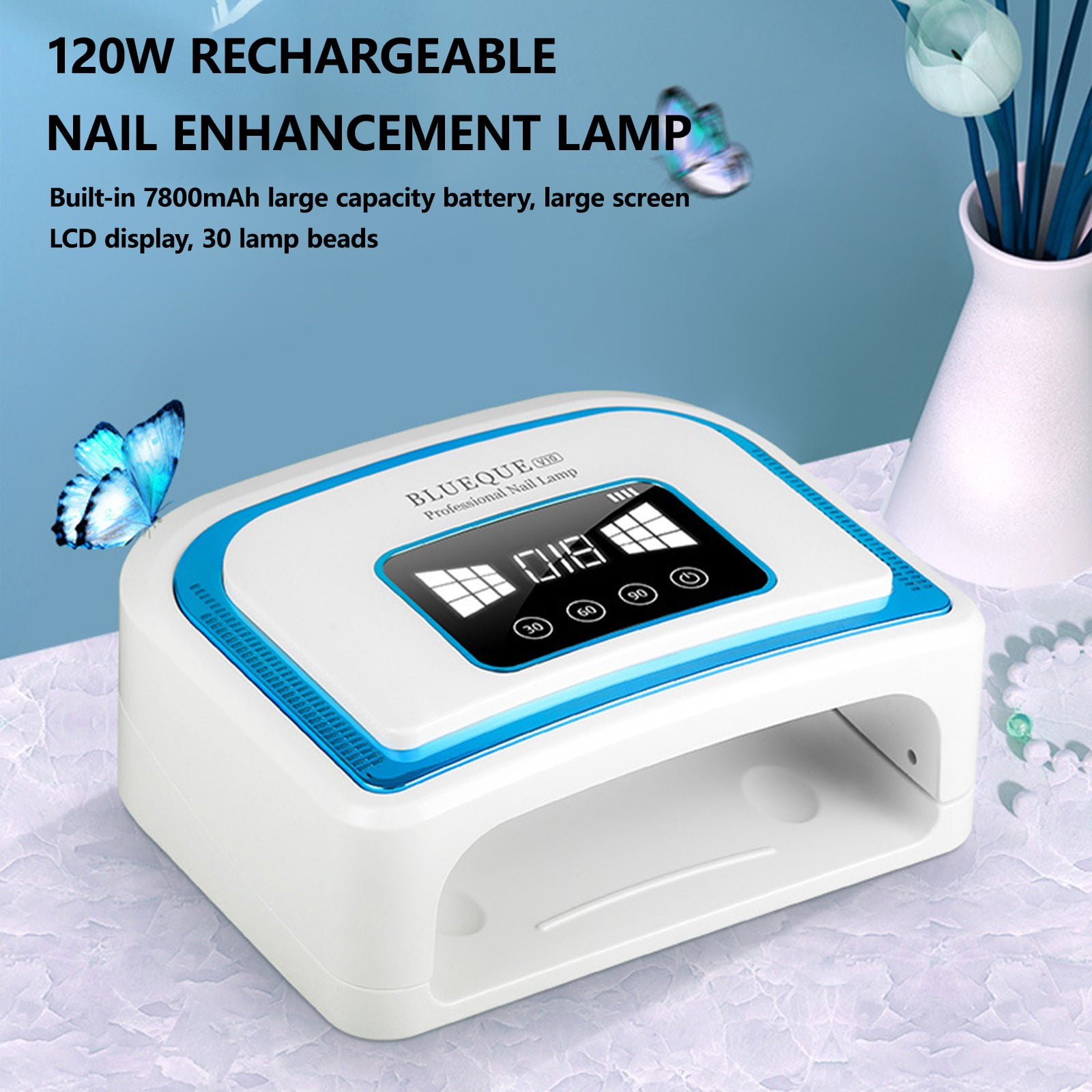 NIZELUK 120W Rechargeable LED Nail Lamp, Phototherapy Nail Polish Curing Light for Gel Nails, Wireless Storage and Fast Drying with Multi Function Timer Clearance Sales Today Deals Prime
