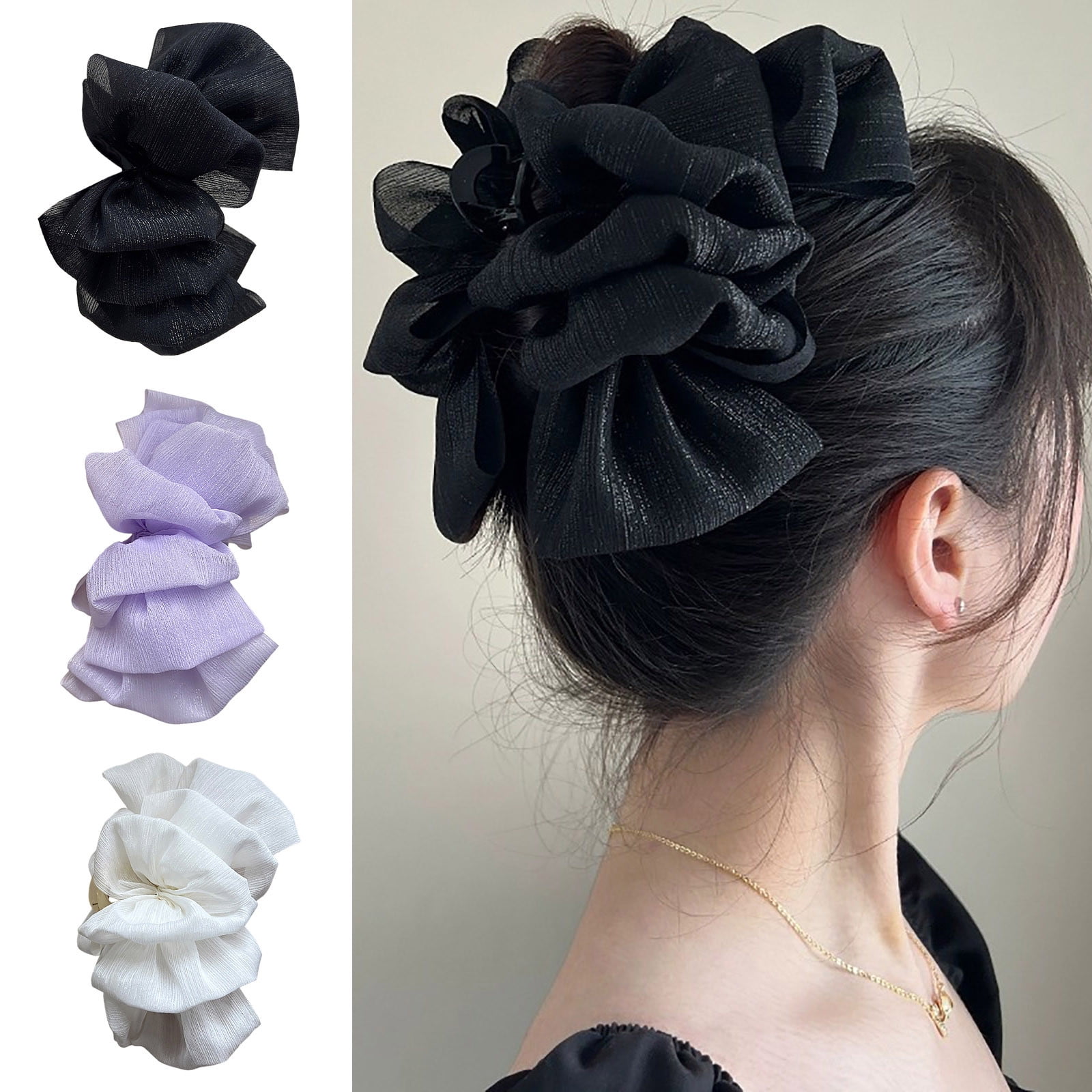NIZELUK Double Sided Mesh Bow Tie Hair Clip for Women, Back Head ...