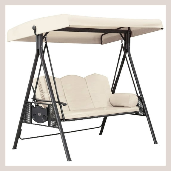 NIZEMNAN Outdoor Swing Chair Canopy Replacement, 75"x47" Universal Waterproof Cover for 2-3 Seater Porch Swings, Heavy Duty 190T Polyester Sun Shade with Anti-UV Protection