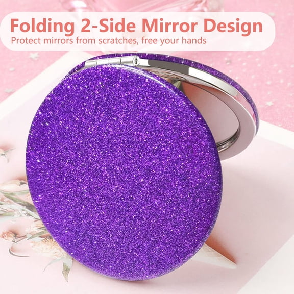 NIZZQNI Compact Mirror, Pocket Mirror, Small Mirror for Purse, Portable Travel Makeup Mirror, Folding Handheld Double-Sided 1x/2x Magnifying Pocket Mirror for Women Girl