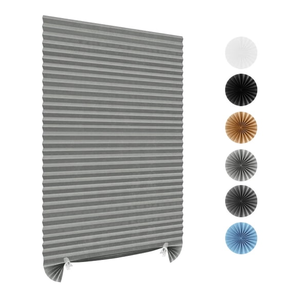 NIZZQNI Window Blinds Cordless No Drill Temporary Glass Door Window Blinds Self Adhesive Light Filtering Clip on Pleated Shades for Kitchen Bedroom Bathroom