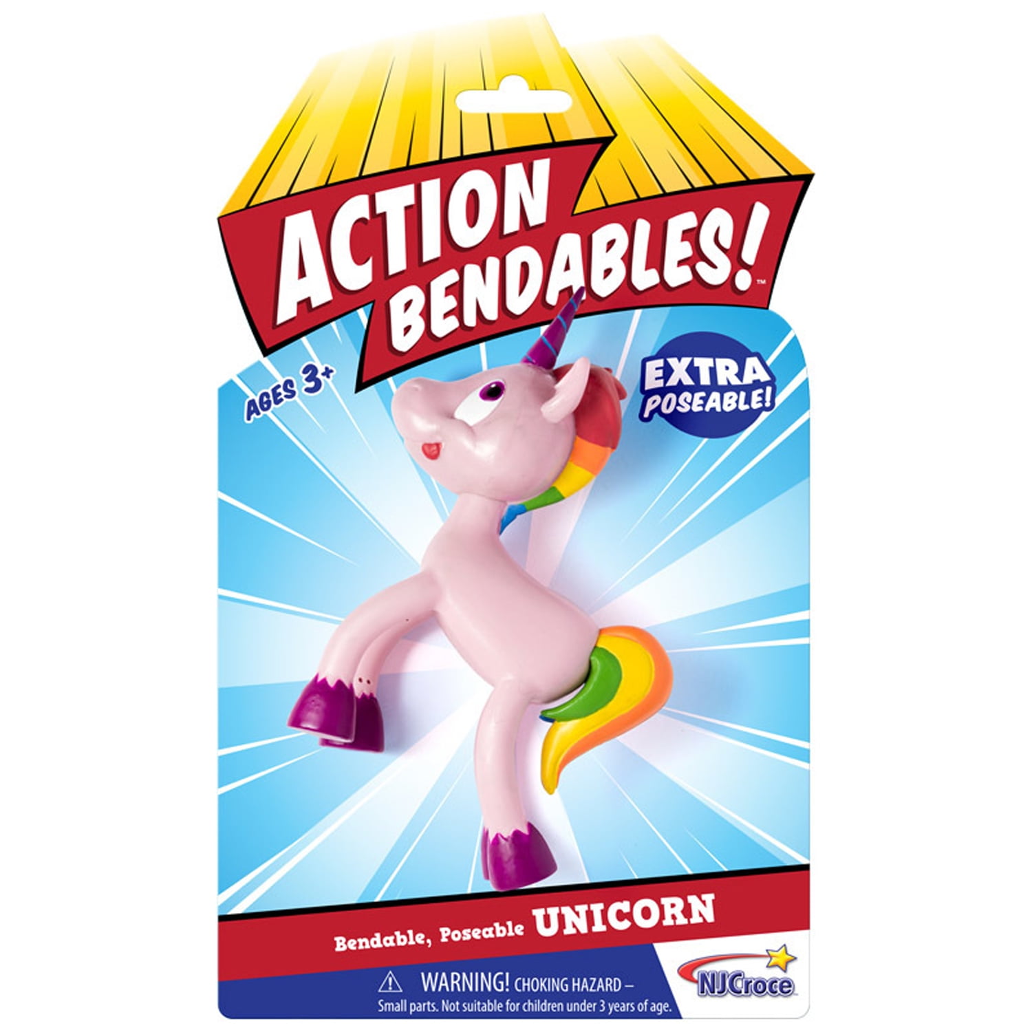 NJ Croce ACTION BENDALBES! 4" Unicorn Action Figure